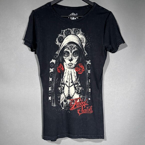 Rebel Saints Woman‎ Sugar Skull Rosary Cross Roses Size XL - Picture 1 of 12